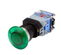 22mm LA38 Illuminated Pushbutton Switch Self-Locking Reset Flat Switch 24 220V Red Green Start Mushroom Knob with Light Self-Locking(with Light (Green)-01,380V)