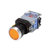 22mm LA38 Illuminated Pushbutton Switch Self-Locking Reset Flat Switch 24 220V Red Green Start Mushroom Knob with Light Self-Locking(with Light (Yellow),380V)
