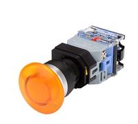 22mm LA38 Illuminated Pushbutton Switch Self-Locking Reset Flat Switch 24 220V Red Green Start Mushroom Knob with Light Self-Locking(with Light (Yellow)-01,380V)