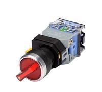 22mm LA38 Illuminated Pushbutton Switch Self-Locking Reset Flat Switch 24 220V Red Green Start Mushroom Knob with Light Self-Locking(Light 2 Position,24V)