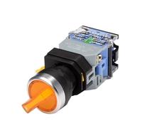 22mm LA38 Illuminated Pushbutton Switch Self-Locking Reset Flat Switch 24 220V Red Green Start Mushroom Knob with Light Self-Locking(Light 3 position-02,24V) Controls Switches