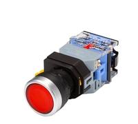 22mm LA38 Illuminated Pushbutton Switch Self-Locking Reset Flat Switch 24 220V Red Green Start Mushroom Knob with Light Self-Locking(with Light (red),220V) Controls Switches