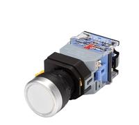 22mm LA38 Illuminated Pushbutton Switch Self-Locking Reset Flat Switch 24 220V Red Green Start Mushroom Knob with Light Self-Locking(with Light (White),380V)