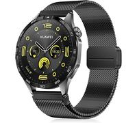 22mm Métal Bracelet Pour Huawei Watch 5 46mm/Huawei Watch Gt5 Pro/Gt5/4/Gt4 46mm/4 Pro 48mm Magnétique En Acier Inoxydable Maille Métallique Noir