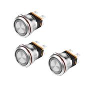 22mm Metal Button Self-locking Switch Ring Lamp Angel Eye with LED Indicator Current 15A 3-8v 6v 12v 24v 220v NWPNLXEA(Green 3-8v)