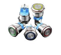 22mm Metal Button Switch Control Switch with Circular LED Indicator 6 12 24 220 V Self-locking Switch Inching Round NWPNLXEA(5PCS socket,220V)