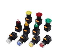 22mm Mounted Illuminated Knob Push Button Switch 10A 220V 380V Power Start-stop Momentary Reset Self-locking NWPNLXEA(Flat Blue Light,380V)