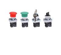 22mm Mounting XB2 Momentary Reset Push Button Switch Power Start Stop Rotary Key Circular Flat Mushroom Head NO NC NWPNLXEA(Three Hole Box)