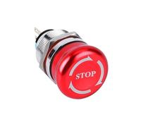 22mm Mushroom Latching Red Emergency Stop SPST/DPDT Self-locking 3Pins Push Button Switch NWPNLXEA(IB22J2-ES,1NO1NC)