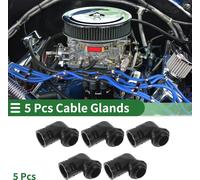 22mm / PG16 Glands De Câble 21.2mm / 0.83" Joint Souple À 90 Degrés PA6 Nylon Noir 5 Pcs