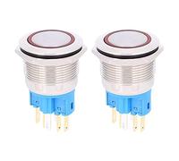 22mm Reset Push Button Switch | IP65 Water - Tight & Particle - Tight Protection | 6 - Pin DC 3-6V for Industrial Control/DIY Projects/Machinery | Stainless Steel Housing, (Red)