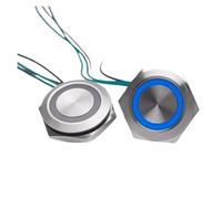 22MM Ultra-Thin Type Metal Push Button Switch 1NO Momentary Type Push Button with LED Ring Illuminate and 4-Pin Cable NWPNLXEA(WHITE LED_3-9V)