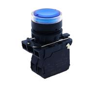 22MM waterproof illuminated push button switch momentary switch with integral LED NB5 XB5 AW33B1C 22mm spring NWPNLXEA(Blue,AC DC 24V_1NC)