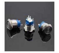 22mm Waterproof Latching/reset Steel Metal Lamp LED Light Horn Power Push Button Switch Car Auto Engine Start 5/12/24/110V 220V NWPNLXEA(Blue reset,12V)