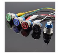 22mm Waterproof Latching Stainless Steel Metal Lamp LED Light Horn Power Push Button Switch Car Auto Engine Start PC5/12/24/220V NWPNLXEA(Green Self-lock,24V)