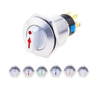 22mm Waterproof Metal Rotary Selector Switch 2 3 Postion 1NO1NC 2NO2NC 12V Red Green LED Stainless Steel Push Button Knob Switch NWPNLXEA(Green,3 POSITIONS 2NO2NC_110-220V LED)