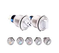 22mm Waterproof Metal Rotary Selector Switch 2 3 Postion 1NO1NC 2NO2NC 12V Red Green LED Stainless Steel Push Button Knob Switch NWPNLXEA(2 positions 2NO2NC,110-220V LED)