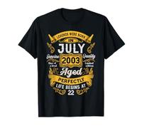 22nd Birthday Real Legends July 2003 22 Years Old For Men T-Shirt