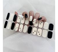 22PCS Autocollant Ongle Gel UV Semi Durci, Autocollants Auto-adhésifs pour Vernis à Ongles, Français Enveloppes à Ongles en Gel, Étoile Noire Nail Art Stickers, Lampe UV/LED Requise