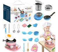 22PCS Children's Cooking Mini Kitchen Toys, Réel Cuisine Jouets de Cuisine pour Enfants, Accessoire Cuisine Enfant avec ustensiles et Vaisselle, Jouets Montessori pour Filles et garçons (Bleu)