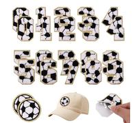22pcs Écussons Numérotés pour le Sport, Autocollants Écusson avec Chiffres de 0 à 9 et Motif de Ballon Bords Dorés à Coudre pour Maillots Casquettes Sacs Dos (Football)