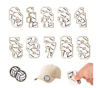 22pcs Écussons Numérotés pour le Sport, Autocollants Écusson avec Chiffres de 0 à 9 et Motif de Ballon Bords Dorés à Coudre pour Maillots Casquettes Sacs Dos (Volley-ball)