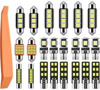 22pcs Kit D'ampoules Led Sans Erreur Lot De 20 Can-Bus Ensemble De Rechange Lumières Festoon Navette C5w T10 168 194 2825 Xenon Pour L'intérieur De Voiture Plaque D'immatriculation[Auto5132395]