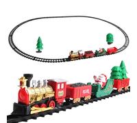 22PCS / Set Christmas Train Set Train de Noël en plastique avec des lumières et du son réel Création de bricolage électrique Easy Toys pour les jeunes ingénieurs jouets
