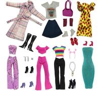 22pcs Vêtements et Accessoires pour poupée de 11,5 Pouces, 1 Manteau Pied-de-Poule, 3 Robes, 3 Hauts et 3 Pantalons ou Jupes et 7 Paires de Chaussures pour 29cm Poupées Cosplay