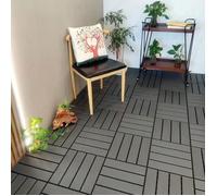 22x Caillebotis Extérieur Composite WPC 30x30cm, Dalles de Terrasse à Clipser (4m²) pour Balcon et Jardin, Gris DALLE