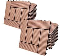 22x Dalles de Jardin clipsables en Bois Composite WPC Terracotta 30 x 30 cm Type mosaïque Revêtement de Sol extérieur