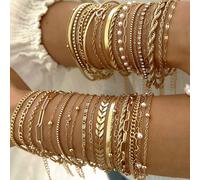 23/19/12/9/5 pièces Ensemble de bracelets minimalistes élégants et délicats avec design rétro. Comprend des perles, strass, nœuds torsadés, motifs géométriques, chaînes avion, serpent, maillons, chaîn