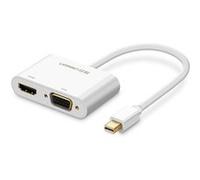 (#23) 2 in 1 HD 1080P 4K Thunderbolt Mini DisplayPort DP to HDMI & VGA Plastic Shell Adapter Converter / Cable for Projector,Television,Monitor(Silver)