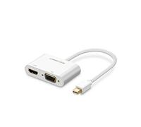 (#23) 2 in 1 HD 1080P 4K Thunderbolt Mini DisplayPort DP to HDMI & VGA Plastic Shell Adapter Converter / Cable for Projector,Television,Monitor(Silver)