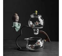23,5 cm en Verre magnétique magnétique Semi-Automatique Ensemble de thé Paresseux avec décoration de Bouddha Kungfu Tureen théière