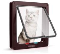 23.5 x 25 x 5.4cm Chatière pour Chat magnétique, Chatière Silencieux double verrouillable trappe Facile à Installer pour chat-brune