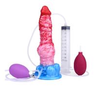 23,5cm Godemichet Éjaculant Gonflable, Gode Anal Épais avec Ventouse Puissante, Jouet Sexuel Anal Unisexe (Godemichet + Seringue + Coussin d’Injection + Ballon Gonflable)