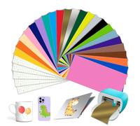 23 couleurs Smart Adhesive Vinyl Permanent pour Cricut Joy, Smart Vinyl Permanent avec 5 films de transfert autocollants Film vinyle 14 x 30,5 cm Kit de film traceur pour bricolage artisanat et