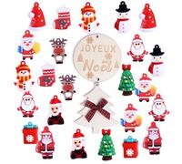23 Décoration Sapin de Noël, 3D Figurines Miniatures Père Noël, Boule en Bois Suspension, Pendentif & Figurines Mignonnes, Ornements Suspendus