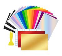 23 Feuilles de Vinyle auto-Adhésives Permanentes de Qualité Supérieure de 12” X 8”, (30,5 x 20,5 cm) 20 feuilles de couleurs assorties pour le Cricut, Idéal pour vos projets CRAFT-DIY