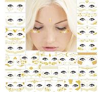 23 Feuilles Métal Tatouages Temporaires, Tatouages Métalliques Imperméables, Tatouage Visage Maquillage Flash D'or, Faux Autocollants Tatouage Scintillants, Adaptés Aux Adultes Ou Aux Enfants