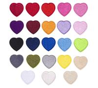 23 Multi-Coloured Heart Embroidered Patches 3.4*3.3 Cm, Embroidered Applique Stickers Sewing Patches And Badges Fabric Repair Patches For Children's Clothing Jeans Jackets Shoes Backpacks T-Shirts