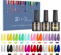 23 Pcs Vernis À Ongles Gel 20 Couleurs 3 Base Et Top Coat, Ensemble De Vernis À Ongles Semi-Permanent Uv Led Rose Méon Blanc Noir, 8ml