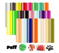 23 pièces 3D Puff Vinyle Heat Transfer 25x30.5cm HTV pour traceur textile | 3D Puff Vinyle Film floqué pour traceur textile Puff Film thermocollant pour transfert thermique HTV Pour T-shirts, Sac,Tissu
