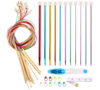 23 Pièces Crochet Tunisien Set, Crochets Longs, Aiguilles à Crochet Set, 23 Tailles Crochets en Aluminium Tricot Outils, Crochets Tunisiens Afghans avec Corde pour Débutants Et Professionnels