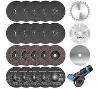 23 Pièces Disque Meuleuse & Disques à Lamelles 75mm, Accessoires Meuleuse Ø10mm, Disques Métal, Bois, Plastique, Diamant, Lame Circulaire Carbure pour Mini Meuleuses D'angle Sans Fi
