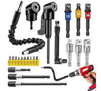 23 Pièces Kit de Renvoi d'Angle Visseuse avec Embout Visseuse et Renvoi d'Angle Clé Prolongateur et Autres Accessoires Idéal pour Réparation Bricolage et Rénovation Maison