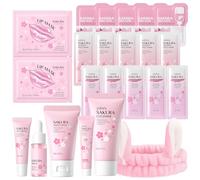 23 Pièces Sakura Ensemble de Soins de la Peau, pour Adolescentes et Femmes | Sakura Skincare avec Crème Nettoyante, Sérum, Masque de Boue, Masque à Lèvres, Coffret Cadeau de Soins de la Peau