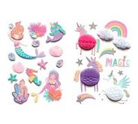 23 stickers 3D 6 cm - Licornes & sirènes