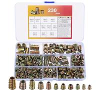 230 Pcs Insert Fileté Bois Metal, M4 M5 M6 M8 M10 écrous Insert à Visser, Inserts Filetés Métal, Insérer écrou Filetage Manchon,Écrous à Visser Hexagone Interne Manchons à Visser pour Meuble en Bois